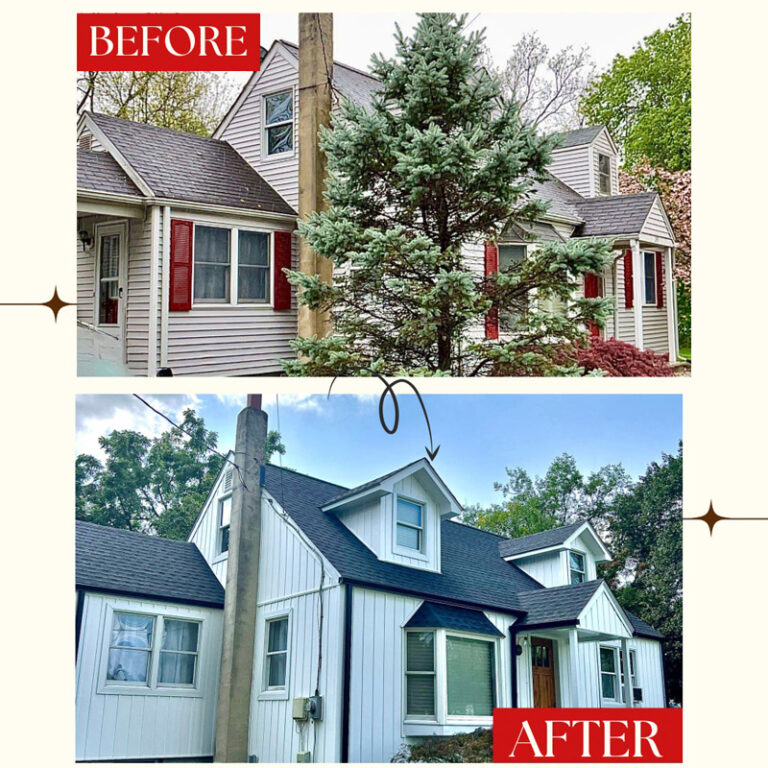 Randolph, NJ house gets new roof and siding – original asbestos siding removed safely.